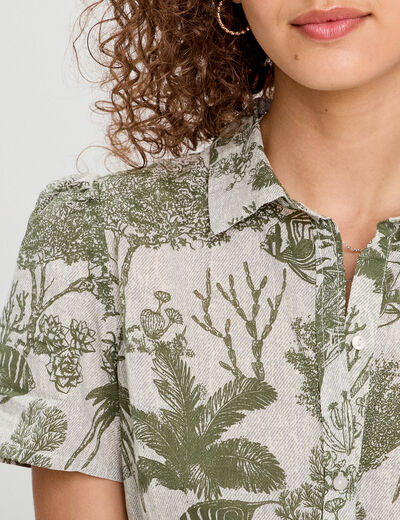 Robe chemise évasée vert femme
