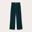 Pantalon large ceinture bijou vert fonc&eacute; femme