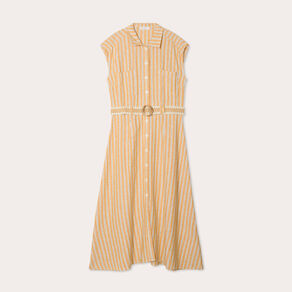 robe chemise midi contenant du lin jaune femme Robe chemise midi contenant du lin jaune femme