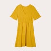 Robe évasée taille élastiquée jaune citron femme