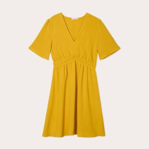robe evasee taille elastiquee jaune citron femme Robe évasée taille élastiquée jaune citron femme
