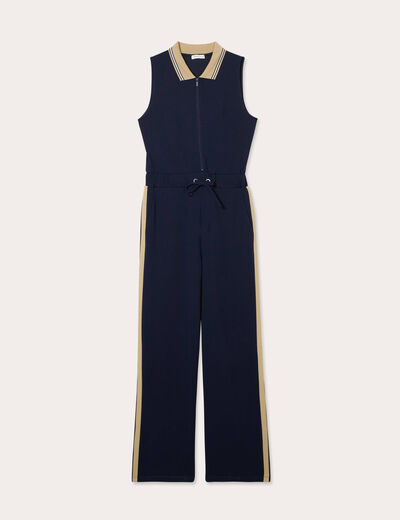 Combinaison pantalon zippée bleu marine femme