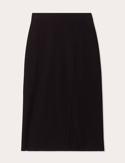 Jupe midi droite noir femme