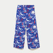 Pantalon large 3/4 taille standard bleu marine femme