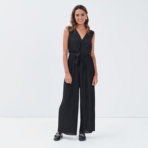 combinaison pantalon plissee noir femme Combinaison pantalon plissée noir femme