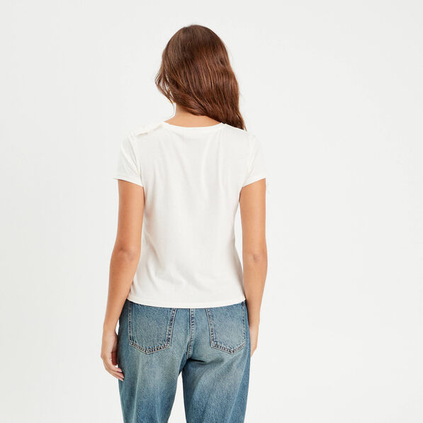 t shirt manches courtes noeud ecru femme T-shirt manches courtes noeud ecru femme