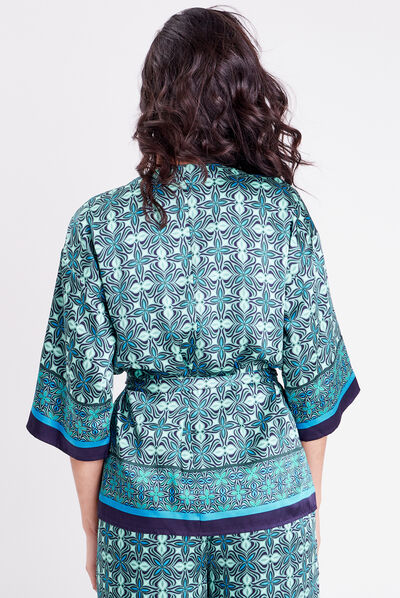 Veste esprit kimono droite vert menthe femme