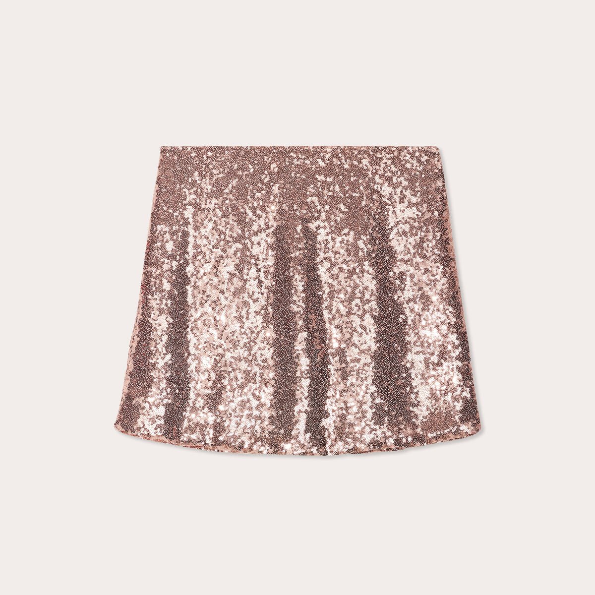 Jupe-short droite sequins rose champagne femme