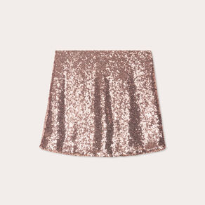 Jupe-short droite sequins rose champagne femme