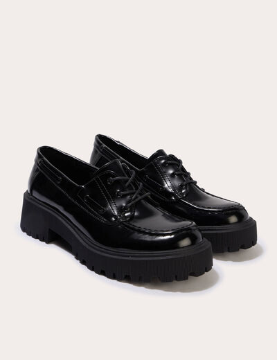 Mocassins &agrave; talon noir femme