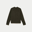 Pull col montant manches longues vert kaki femme