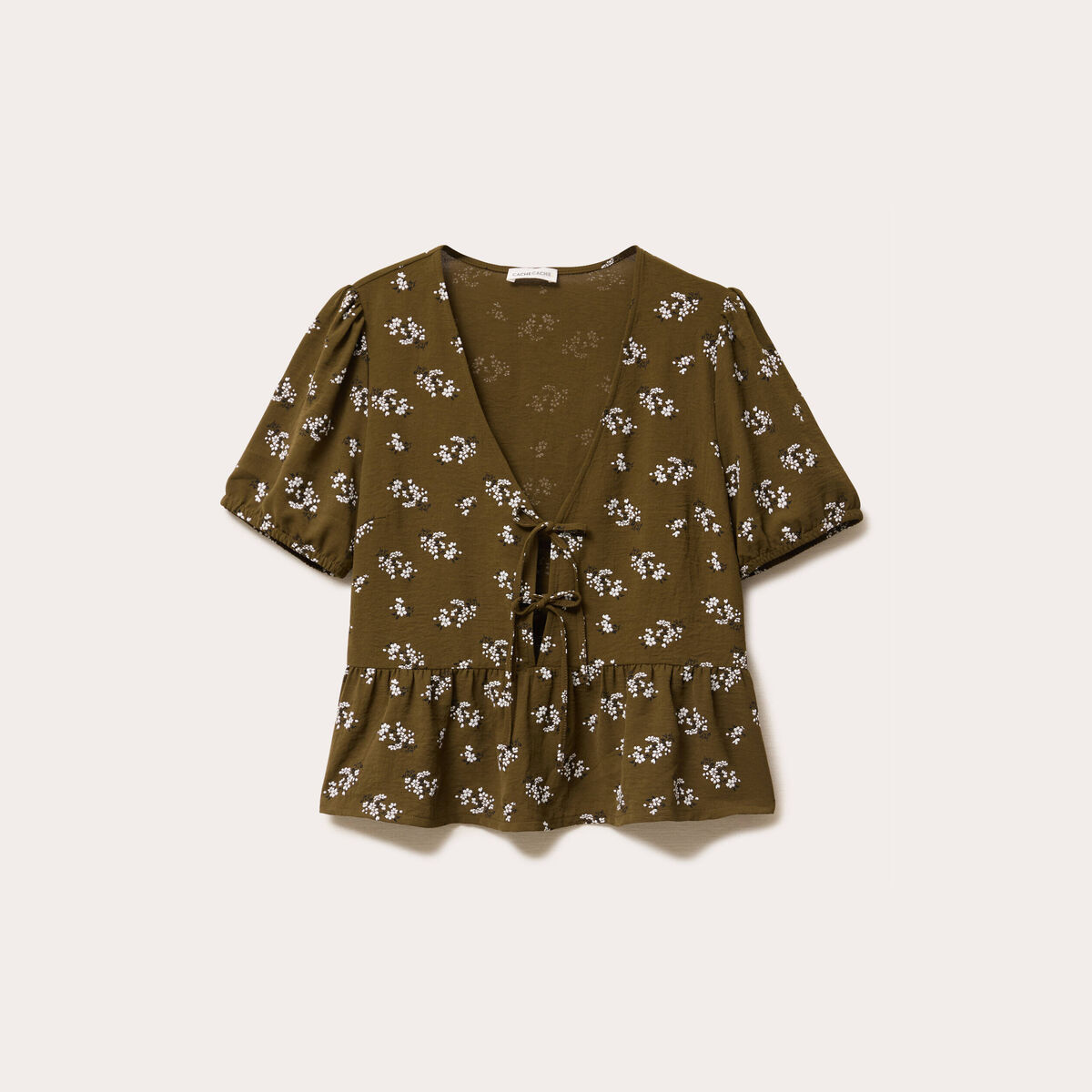Blouse noeuds devant vert kaki femme