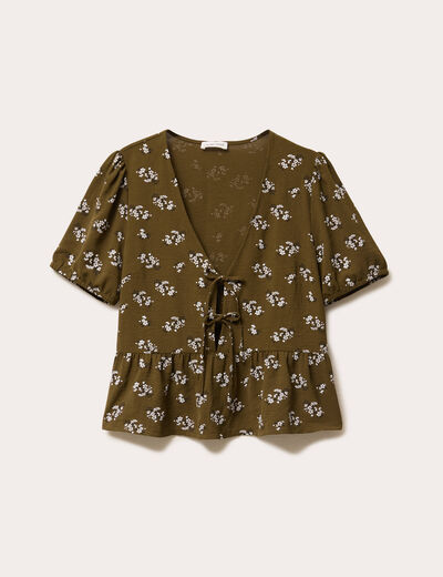 Blouse noeuds devant vert kaki femme