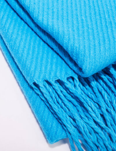 Écharpe à franges bleu femme