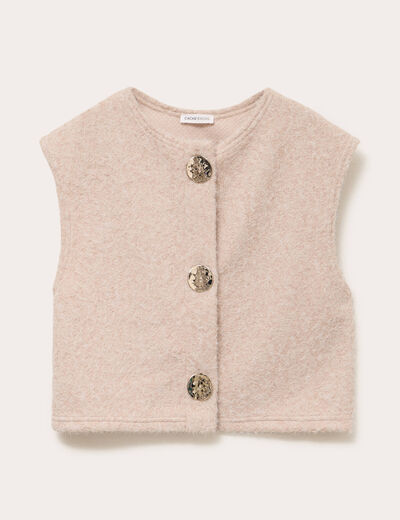 Gilet sans manches effet polaire ecru femme