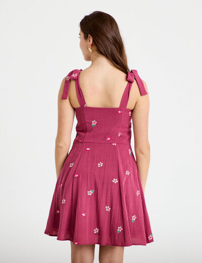 Robe patineuse courte &agrave; fines bretelles violet femme