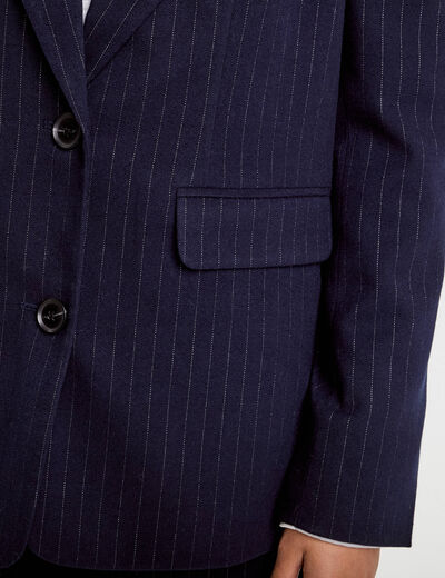 Veste blazer droite bleu marine femme