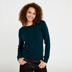 Pull col bateau vert fonc&eacute; femme