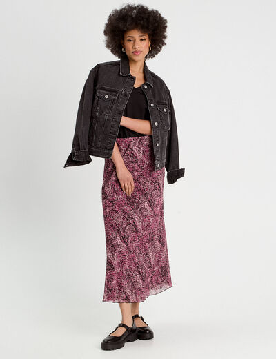 Jupe longue évasée vieux rose femme