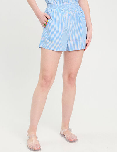 Short droit bleu femme