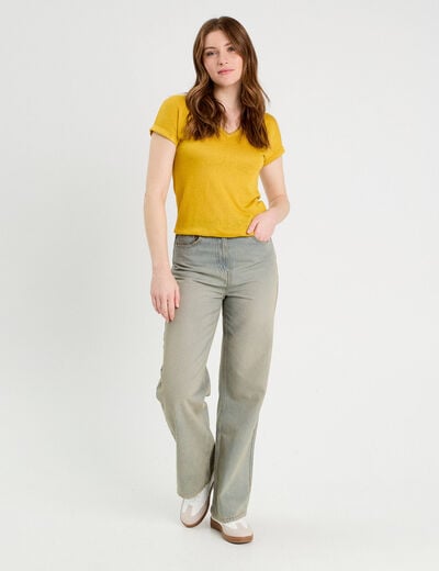 T-shirt détail noeud jaune citron femme
