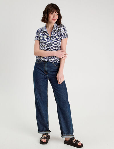 Blouse manches courtes bleu electrique femme