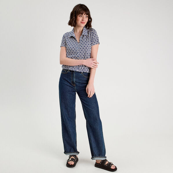 Blouse manches courtes bleu electrique femme