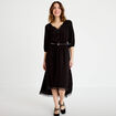 Robe longue &eacute;vas&eacute;e col v dentelle noir femme