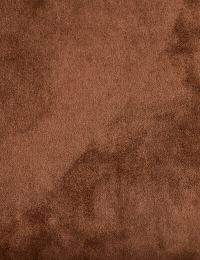 Jupe-short trap&egrave;ze taille haute daim marron femme