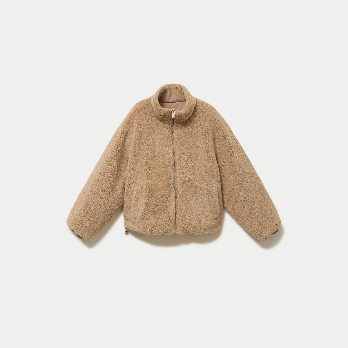 Parka r&eacute;versible effet polaire taupe femme