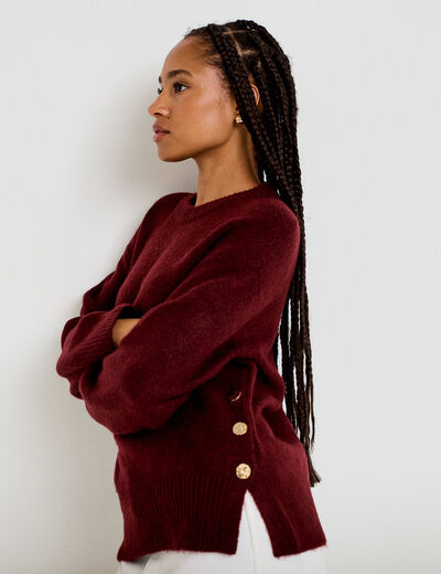 Pull manches longues bordeaux femme