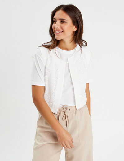 Gilet sans manches ecru femme