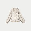 Blouse droite col am&eacute;ricain broderie blanc femme