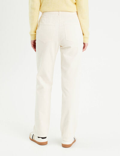 Pantalon straight velours ecru femme