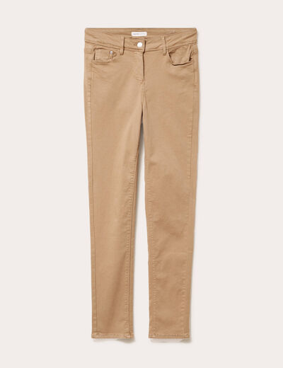 Jeans slim 5 poches beige femme