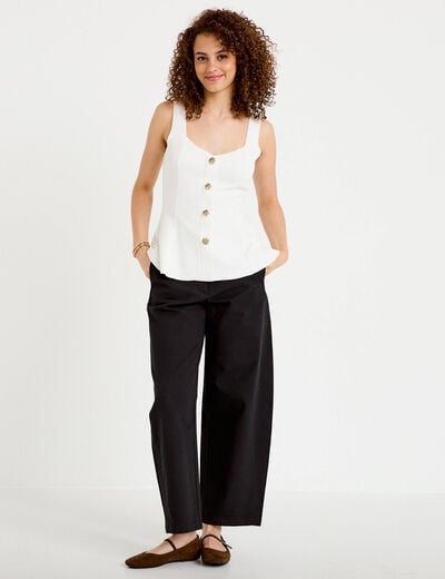 D&eacute;bardeur p&eacute;plum cintr&eacute; col coeur ecru femme