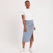 Jupe longue droite fronces bleu marine femme
