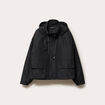 Veste courte bas resserr&eacute; &agrave; capuche noir femme