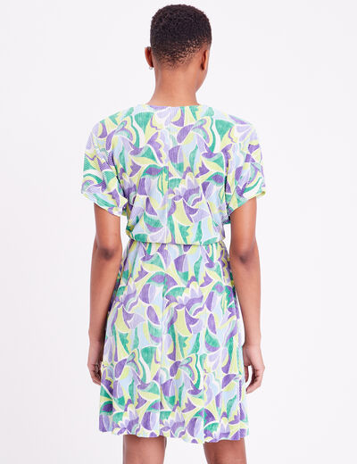 Robe &eacute;vas&eacute;e pliss&eacute;e beige femme