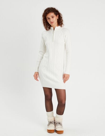 Robe pull droite camionneur ecru femme