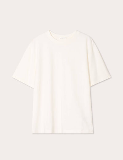 T-shirt oversize col rond ecru femme