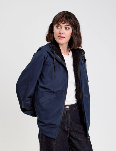 Parka déperlante 2-en-1 bleu marine femme