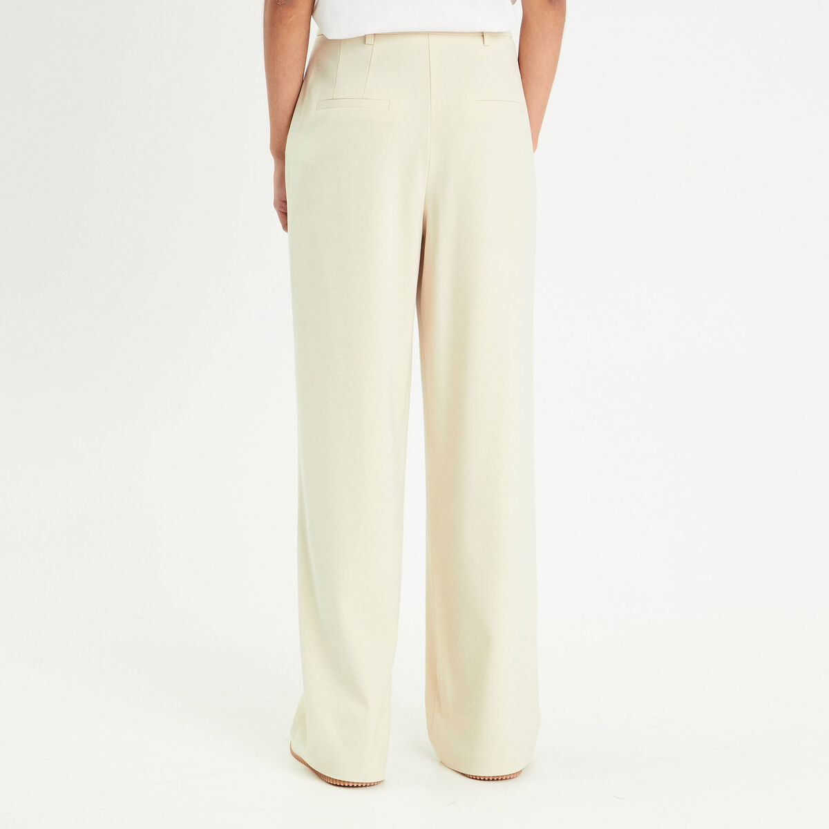 Pantalon large à pinces ecru femme
