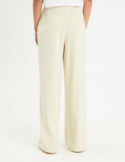Pantalon large à pinces ecru femme