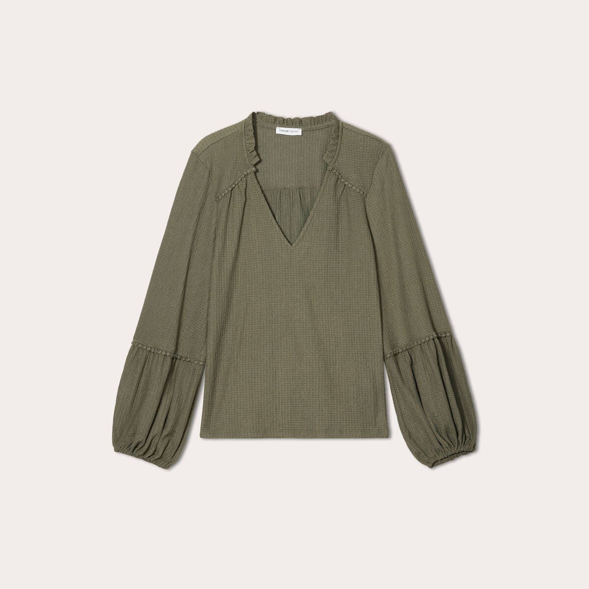 Blouse manches longues vert kaki femme