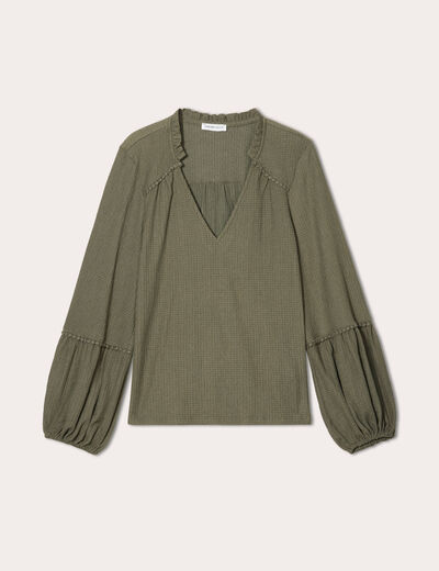 Blouse manches longues vert kaki femme