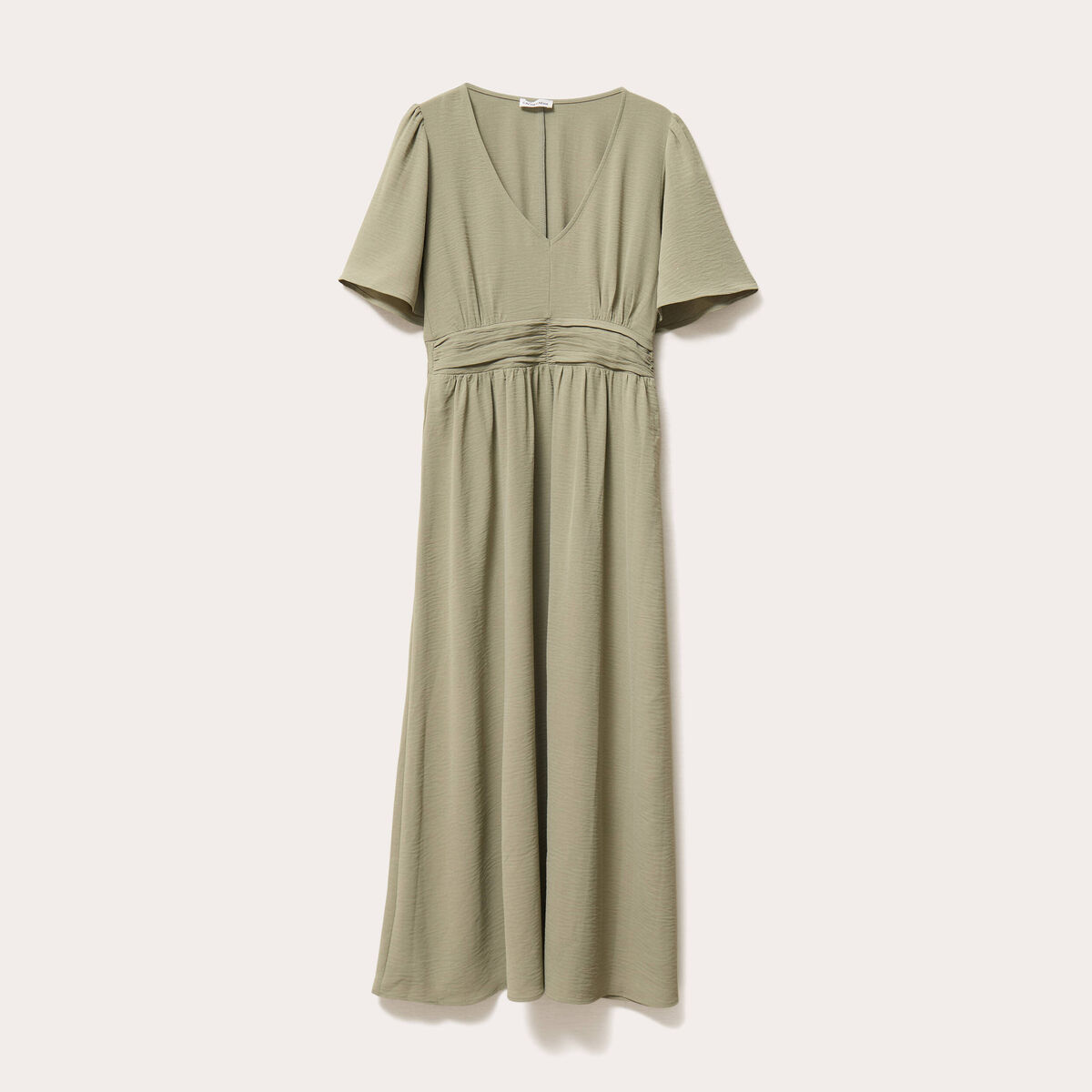 Robe longue évasée vert kaki femme