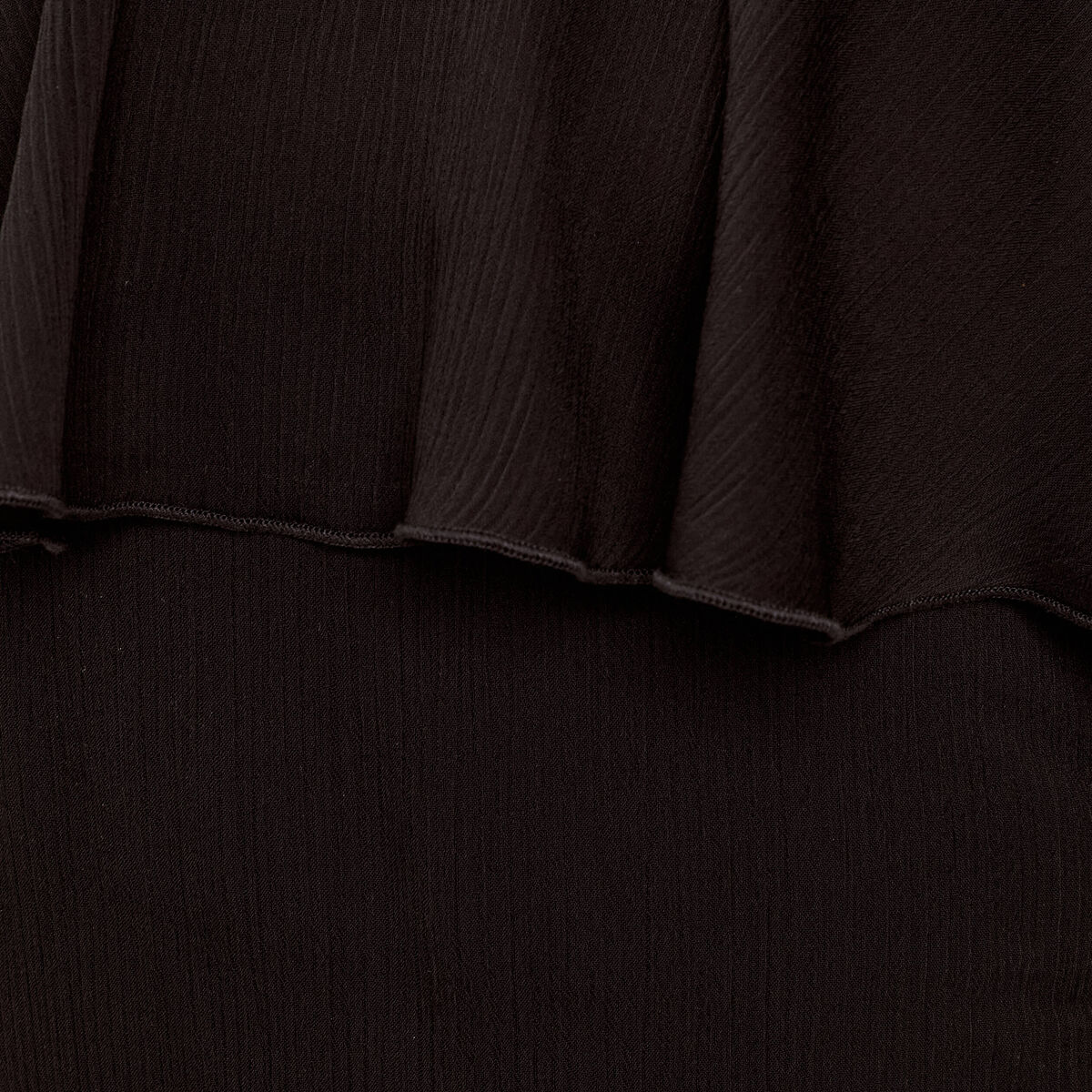 Robe longue droite volants noir femme