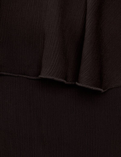 Robe longue droite volants noir femme