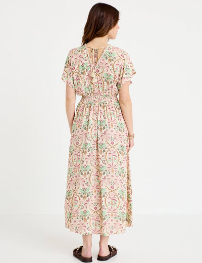 Robe longues manches courtes blanc femme